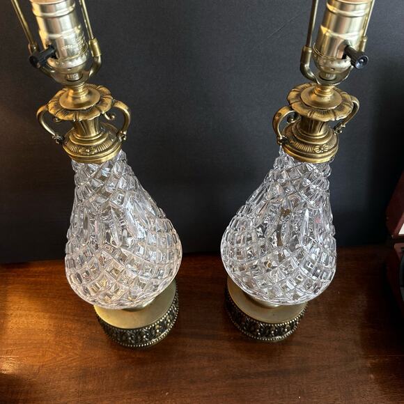 FREE SHIP Hollywood Regency TWO SET Vintage Lamp Crystal Glass Like Westfield - Picture 13 of 16